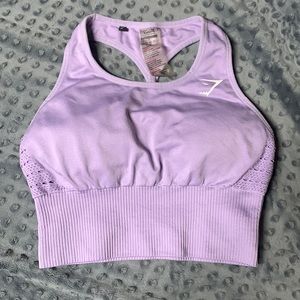 Purple gym shark sports bra, size small